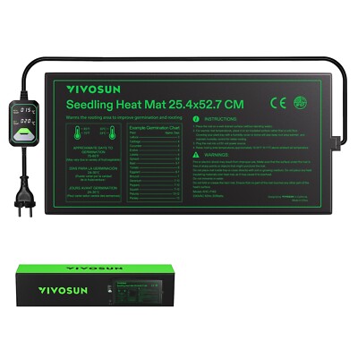 VIVOSUN Heizmatte Pflanzen 25,4x52,7cm mit Temperaturregler,Wasserdichte Pflanze
