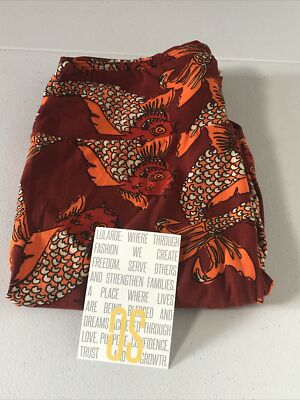 OS LuLaRoe One Size Leggings Orange Red White Koi Fish NWOT New