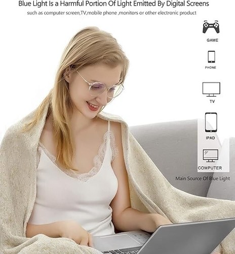 2x Brille Blaulichtfilter Augen Schutz für Gaming Arbeit PC Computer Unisex B586 - Bild 2 von 7
