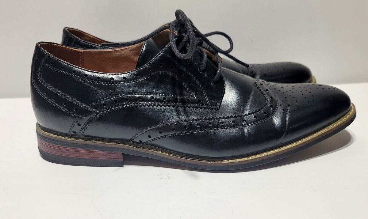 Bruno Marc Black Leather Wing Tip Boots Men’s 9.5 Lace Up Zipper Classic Dress Bruno Marc - Brandclub - Bruno Marc Men main image 2