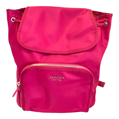 Kate Spade the little better sam nylon medium backpack VERMILLION pink NEW $198