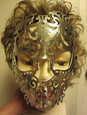 Silver Color Mask Adult Size Costume Elastic Hard Plastic Halloween SCARY NIP