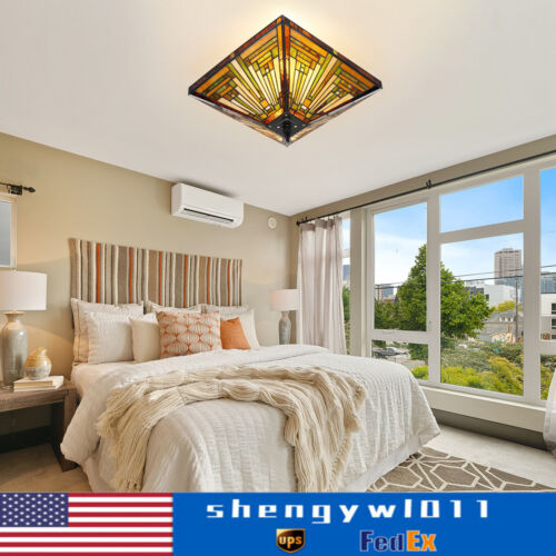 Tiffany Style Stained Glass Shade Ceiling Light Lamp Chandelier Fixture Decor