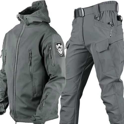 Hombre Outdoor Combat Impermeable, Cálido Capucha Chaqueta Abrigo con Pantalones Set-S-4X - Imagen 14 de 15