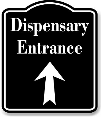 Dispensary Entrance Up Arrow BLACK Aluminum Composite Sign