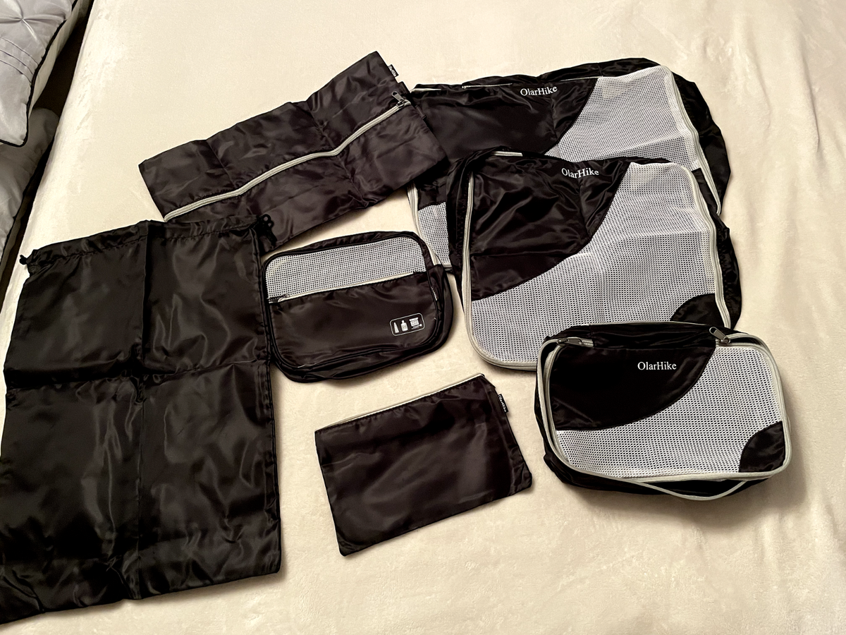 New-Olarhike Set Packing Cubes for Travel-Black White