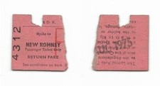 1975 RHDR ½ Ticket New Romney to Hythe - Romney Hythe & Dymchurch Railway RH&DR