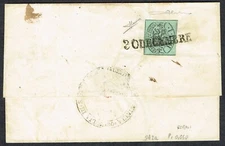 c.1852 Papal States 1 Baj Green VITERBO s/l t/s and s/l d/s Circular Cachet FU