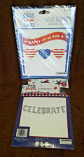 Holiday Patriotic July 4th Air Filled Mylar Balloons and Cake Banner Set