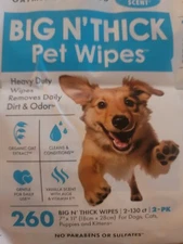 PETKIN BIG N THICK Pet Wipes Vanilla Scent 