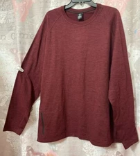 MEMBER’S MARK  Men's Tech Fleece Pullover Crew Neck Shirt Burgundy Sz XXL