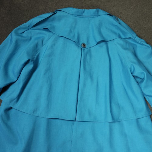 Vintage 80s Portrait Trenchcoat Lined Pockets Button Below the Knee Blue 10 - Picture 12 of 24