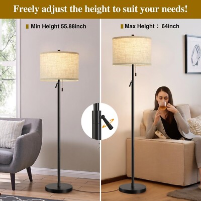 GyroVu Black Floor Lamp, Height Adjustable Standing Lamp Tall Lamp