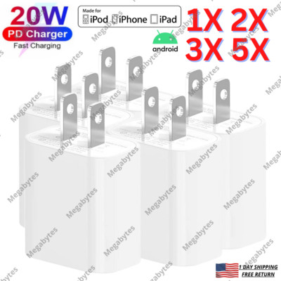 USB-C Fast Charger Block 20W PD Power Adapter For iPhone 14 13 12 11 Pro Max 8 7