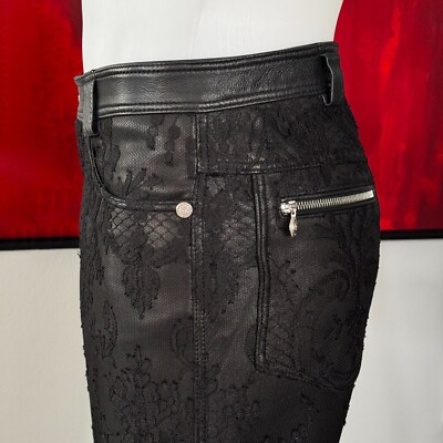GIANNI VERSACE black leather & lace jeans from 1996 Style worn by