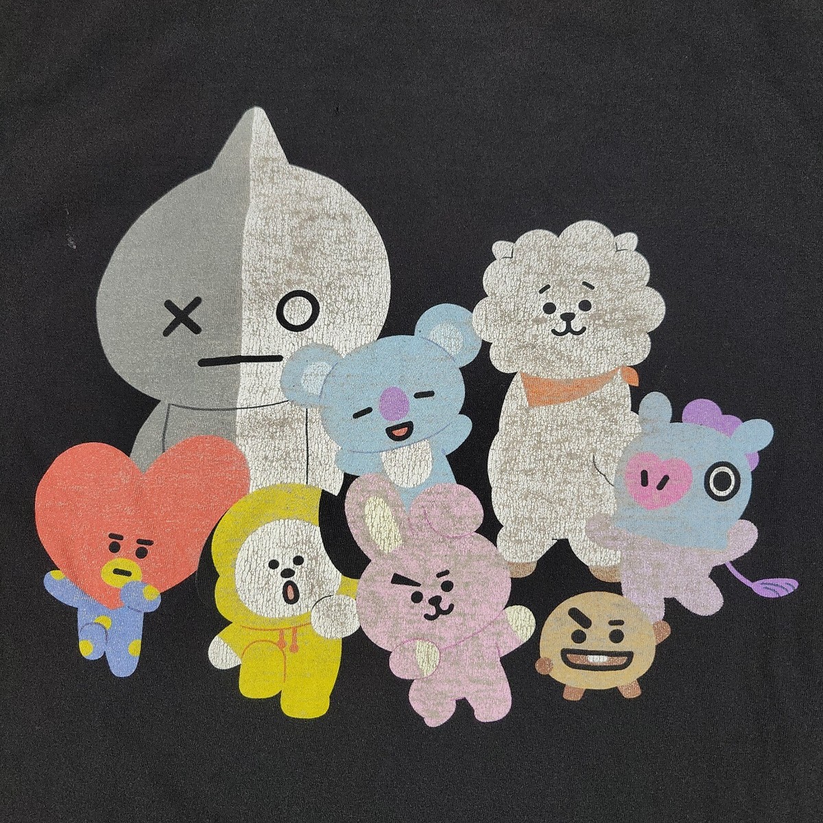 BT21 Shirt Men Small Black BTS Graphic Tee Crew Neck Short Sleeve