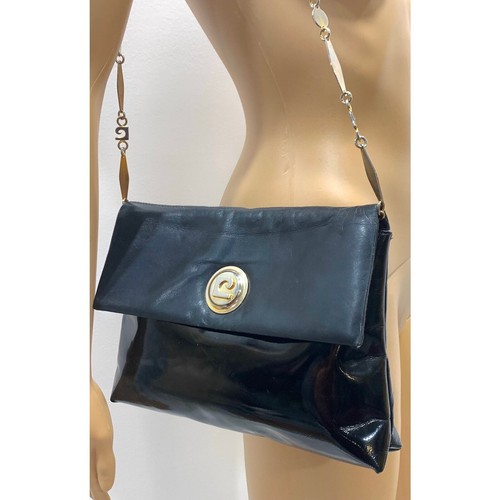 Bolso Pierre Cardin años 60 70 MOD charol negro cadena con logotipo - Imagen 5 de 10