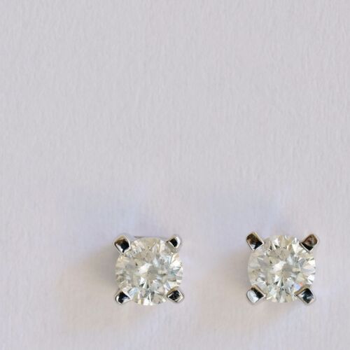 GENUINE DIAMOND STUD EARRINGS. 2 X 10 POINT NATURAL DIAMONDS SOLID 9K WHITE GOLD - Picture 1 of 4