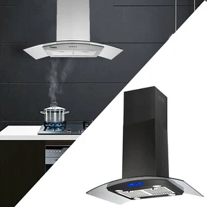 Capuche de 30/36 pouces Island Range 700CFM Noir/Livré Acier inoxydable Vent avec/LED Nouveau