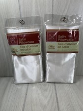 WHITE Satin Pillowcase Home Collection 20x30" Silky Comfortable Colorfast Lot 2