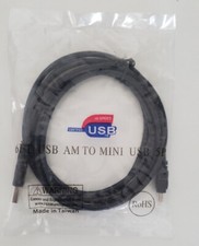 Black 6FT USB Cable Type A to Mini B Male to Male 5 PIN for Camera Data Transfer
