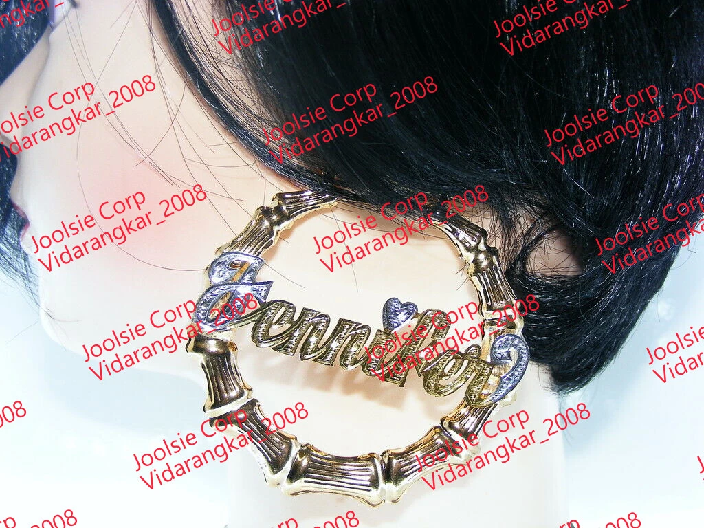 Large bamboo deals earrings with name