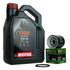 Cambio olio Motul 7100 10W40 + filtro olio HF204 per Honda CBR Kawasaki Yamaha MT-07