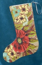 GORGEOUS VINTAGE BROADCLOTH CHRISTMAS STOCKING 21-32