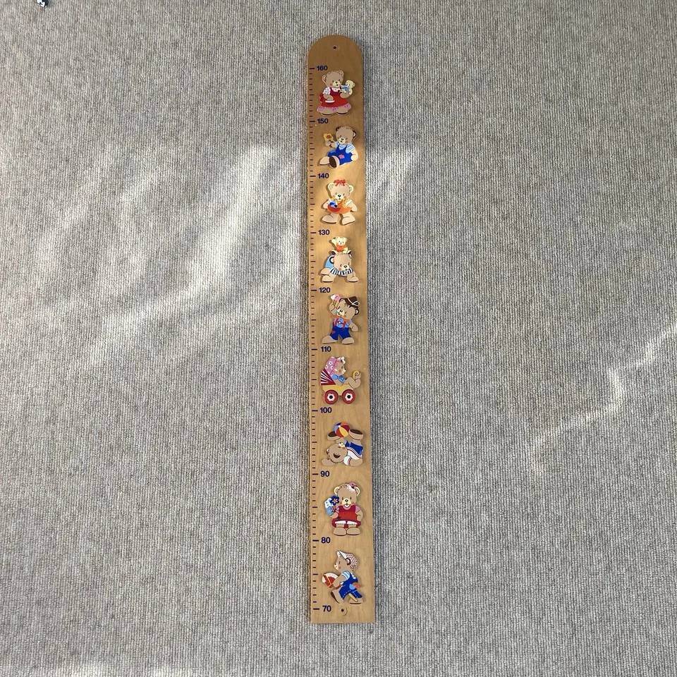 VINTAGE 80ER JAHRE HOLZ BÄR THEMA MESSSTAB HÖHTENTABELLE, MERTENSKUNST - Bild 3 von 4