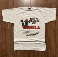 Vintage 90s 4 Stages of Tequila T-Shirt Screen Stars Best USA Made L