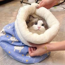 Soft Comfortable Thick Warm Cat Sleeping Bag Pocket Type Nest Pet Bed Kitten