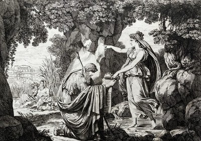 Bartolomeo Pinelli Antique Engraving 1818 Numa Pompilius King Rome Nymph Egeria