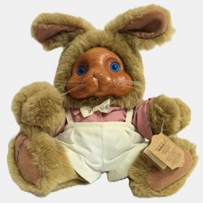 Raikes Originals Carved Wood Face "Brett" Rabbit Stuffed/Plush Collectible Toy