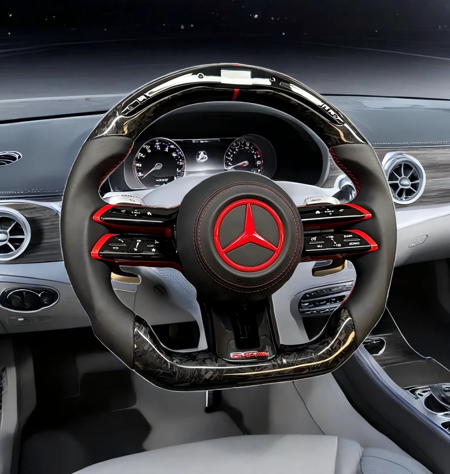 Светодиодный руль из углеродного волокна подходит для Mercedes-Benz CLA AMG класса A C E SLK S 2012 - Изображение 3 из 3