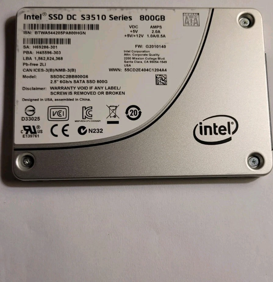 SSD Intel 800 Go 2'5'' DC S3510 Series Sata III