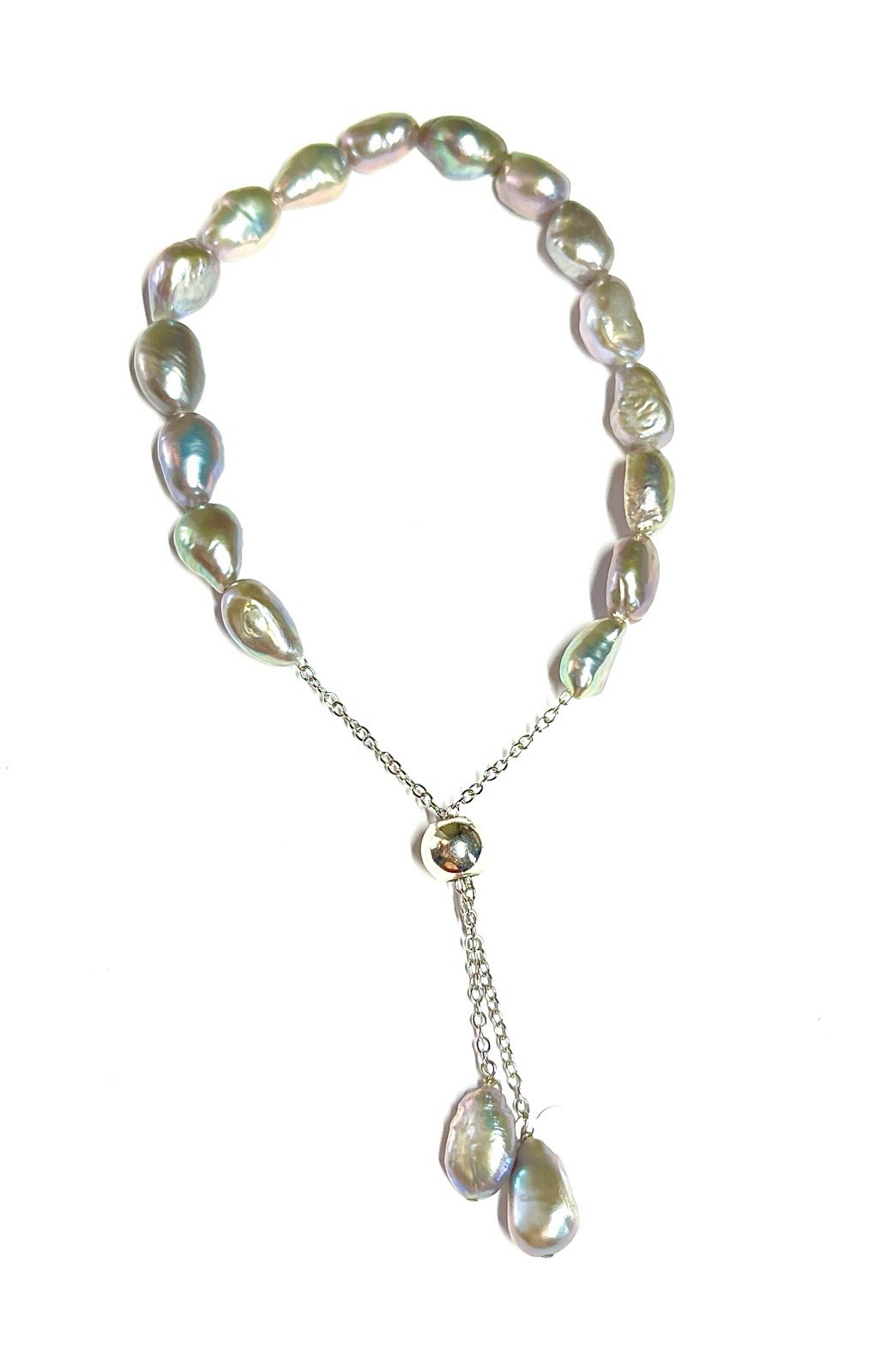 Vintage Sterling Silver AYA 925 Signed Baroque Pearl Bracelet