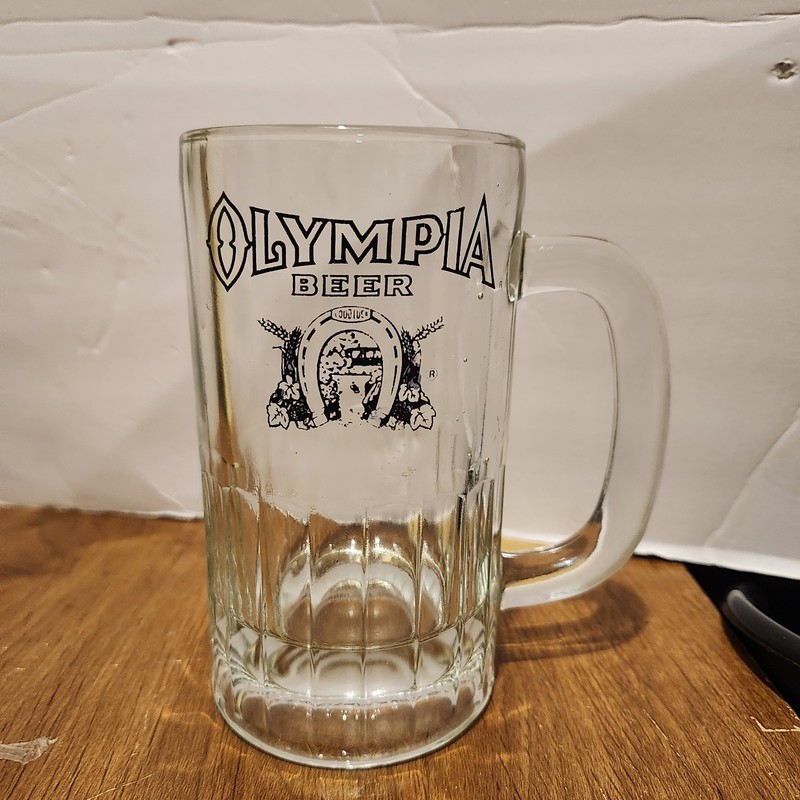 Vintage Olympia Beer Glass Good Luck Horseshoe Logo