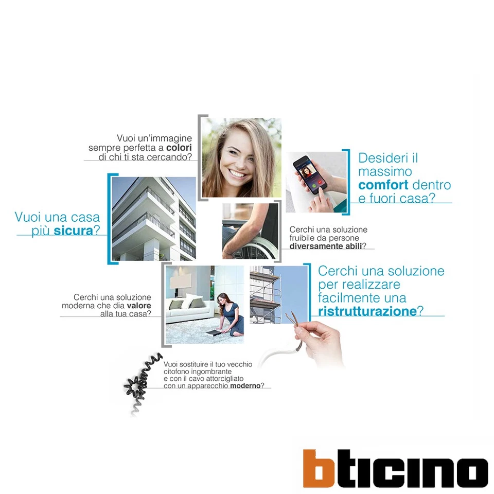 Kit Audio 2 Fili Bifamiliare 366821 Con Pulsantiera e Citofono Bianco BTicino - Immagine 4 di 4