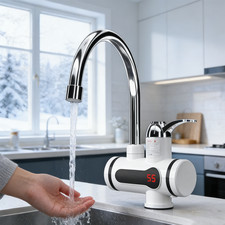 360°Electric Heating Tap Kitchen Bathroom Fast Instant Hot Water Heater Tankless