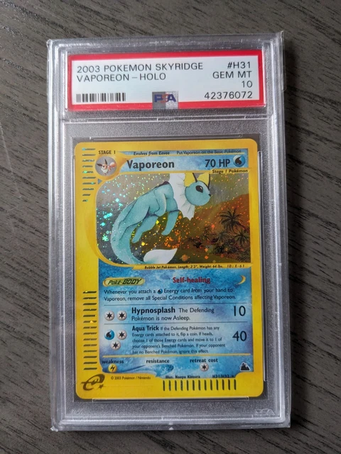 Pokemon PSA 10 GEM MINT Vaporeon Skyridge Holo H31/H32