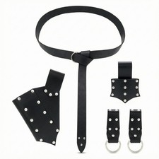 5 Pieces Rivet Belt Set Metal Rivets Cosplay Waist Belt Front Knot
