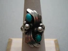 VINTAGE STERLING SILVER & TURQUOISE RING - Size 7 1/4