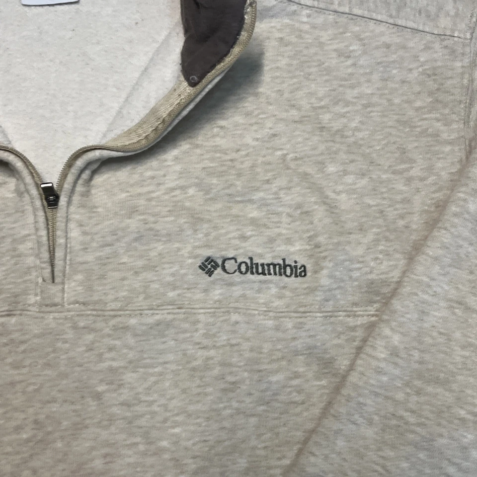 Columbia Men's Pullover Fleece Large 1/4 Zip Beige Brown Hiking Outdoors Winter - Image 3 of 4