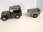 1960's TONKA Pressed Steel Military Green Jeep GR2-2431 With Trailer
