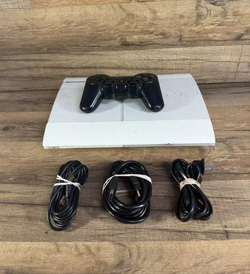 Sony Playstation 3 Super Slim WhiteConsole 500gb PS3 W/ Controller, Cords TESTED