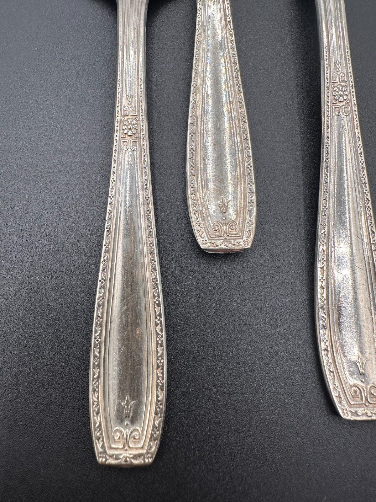 Antique National Silver Co XTRA Plate Salad Forks Set of 6 | Ornate Silverplate