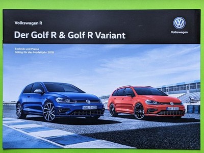 VW Golf R & Golf R Variant Technik und Preisliste Brochure Prospekt 11/2017