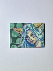 ACEO Original horned woman illustration (1/1)