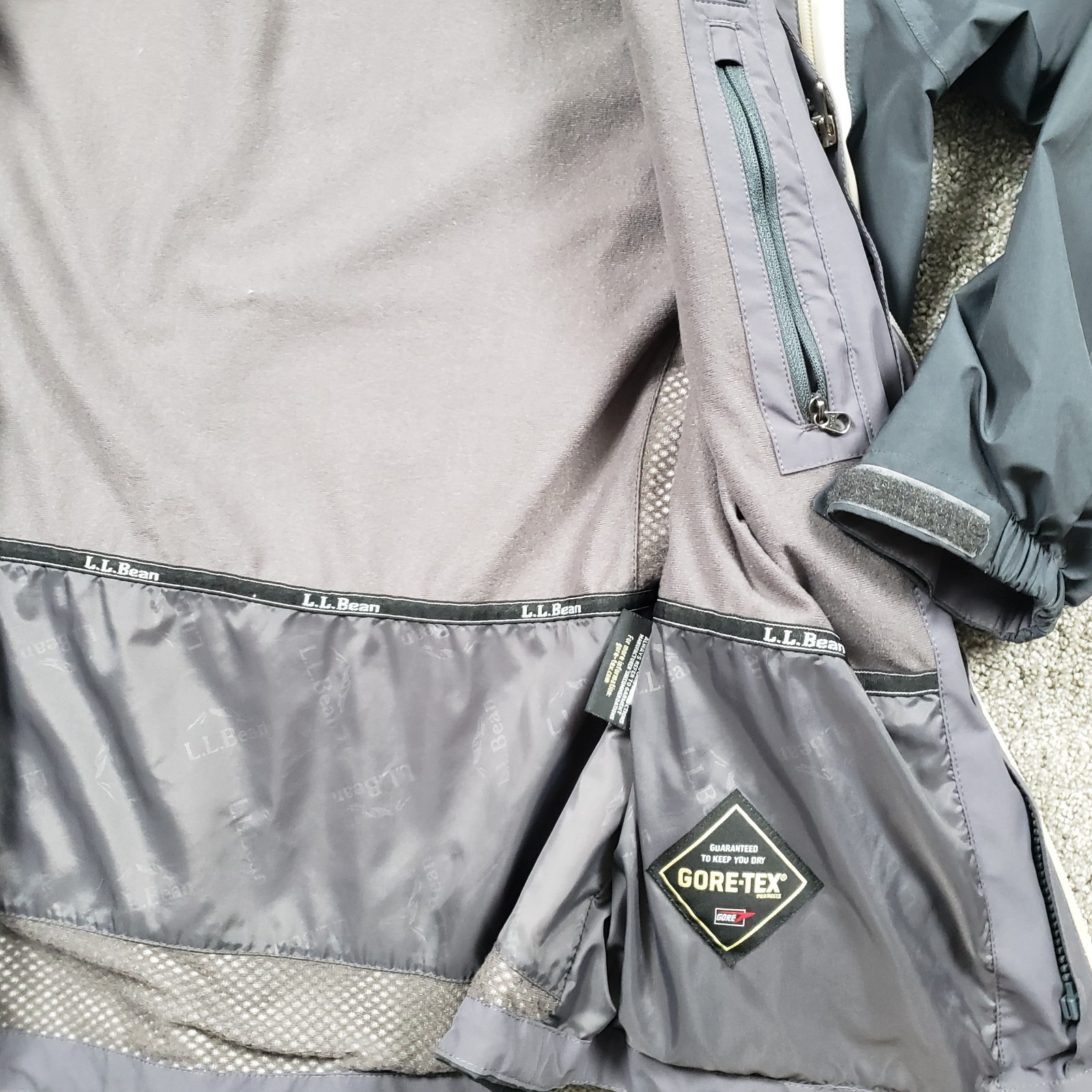 LL Bean Jacket Mens Medium Gray Rain Shell Weathe… - image 6