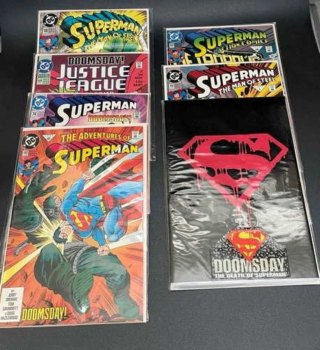 Vintage DC Comic Books Set of 7 Sealed DOOMSDAY THE DEATH of SUPERMAN 1992/1993
